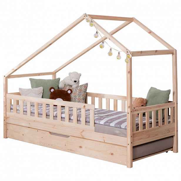 Livetastic DĚTSKÁ POSTEL SE STŘÍŠKOU, 140/200 cm, přírodní barvy