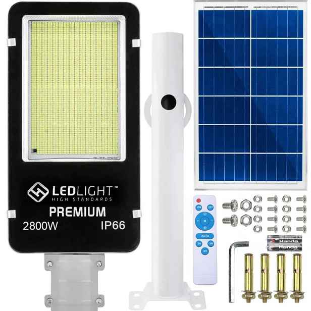 Výkonná Solární Pouliční Lampa 1014x Led 2800W Lampa Na Sloup Světelný Panel