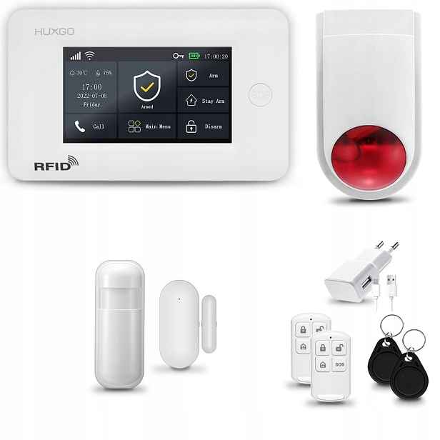 Bezdrátový alarm Gsm 4G WiFi s aplikací Tuya sada Huxgo HXA006 R1WS