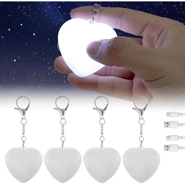 TEMU 4 ks LED světla do kabelky ve tvaru srdce s automatickým senzorem, mini dotykové světlo do kabelky, přenosné noční světlo pro ženy, doplňky do