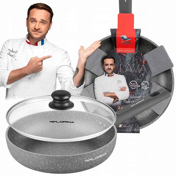 Tradiční Pánev S hliníkovým víkem Hluboká Non-Stick 24 cm Indukční