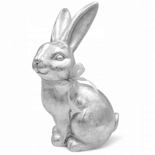 Velikonoční Zajíček Velký Stříbrný Vánoční Dekorace Velká Figurka 40 cm
