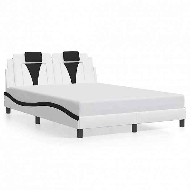 vidaXL Rám postele Viana bez matrace bílý a černý 140 x 200 cm umělá kůže