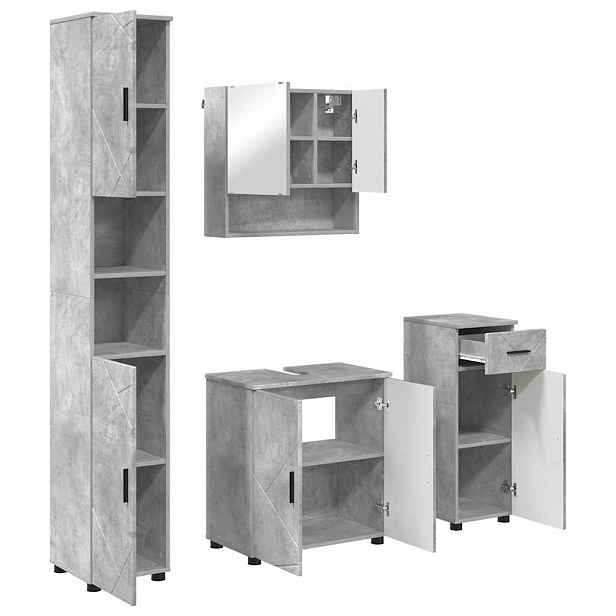 vidaXL Sada koupelnového nábytku 4 ks Betonově šedá 61 x 35 x 64 cm