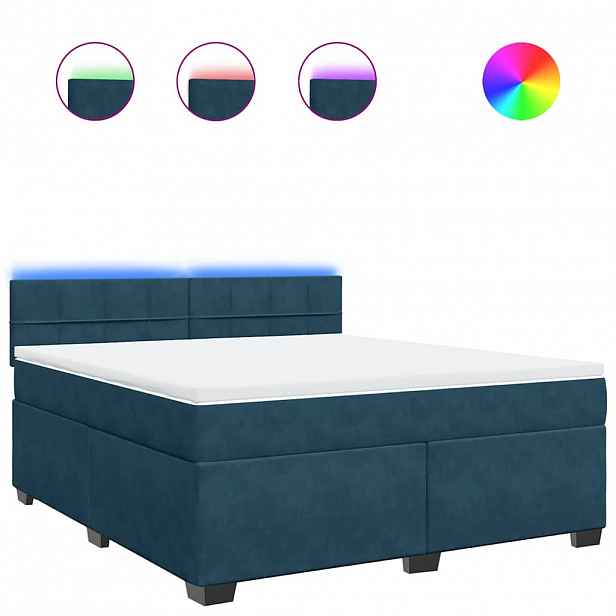 vidaXL Box spring postel s matrací modrá 180 x 200 cm samet