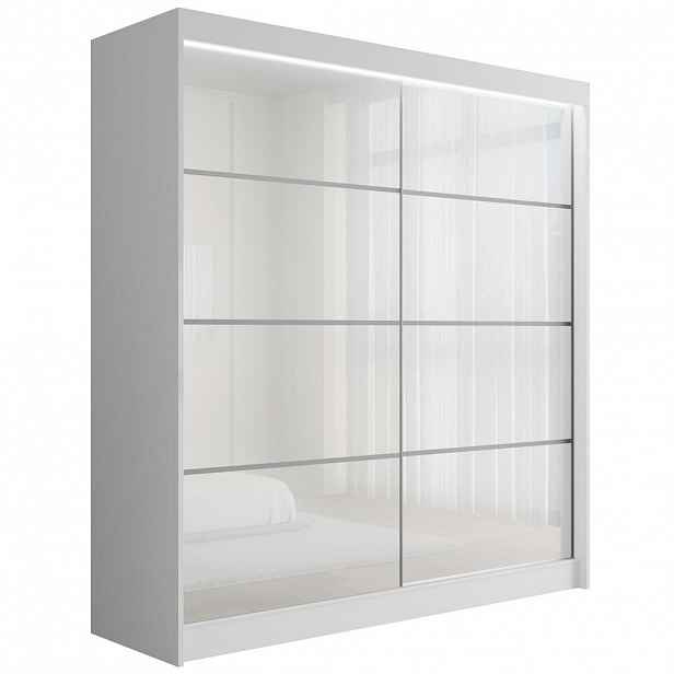 ALTDECOR ŠATNÍ SKŘÍŇ PEKA III s LED – 200 cm – bílá