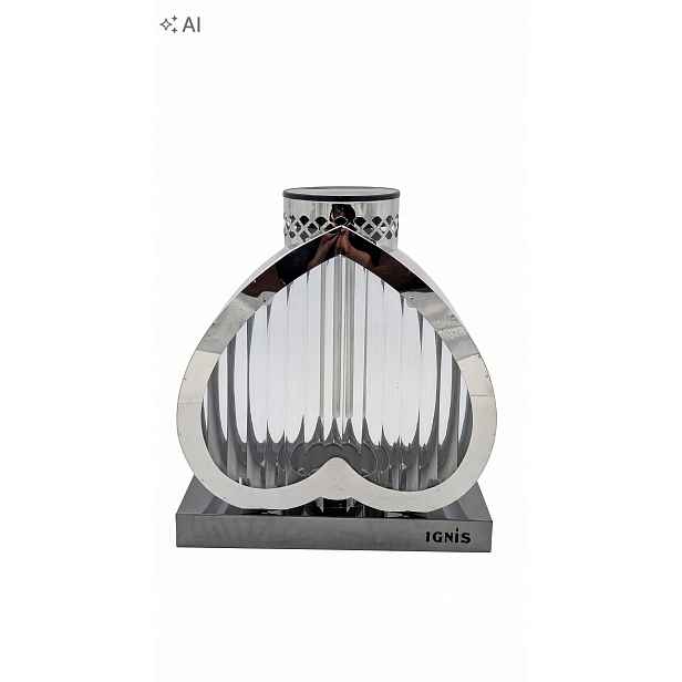 Hřbitovní Svíčka Ignis Srdce na hrob, hřbitov, celodenní svícení, stříbrná, skleněná, 22 cm