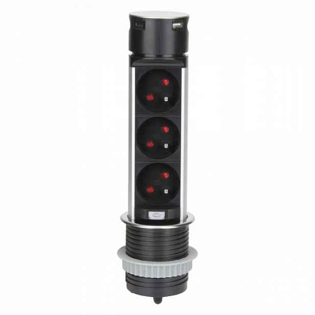 Nábytek o rozměrech 3x2P+Z, USBx2 (a+c), průměr 1,5 m, Inox