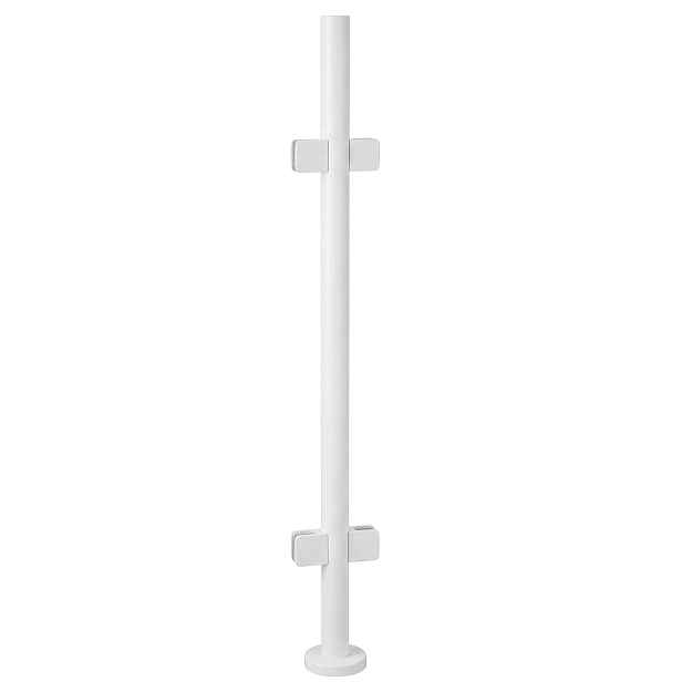 Průchozí sloupek 100 cm pro skleněné zábradlí 42 mm Bílý Loft
