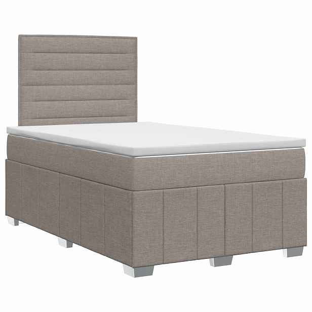 vidaXL Postel boxspring s matrací s čelo Taupe 120 x 190 cm Textil