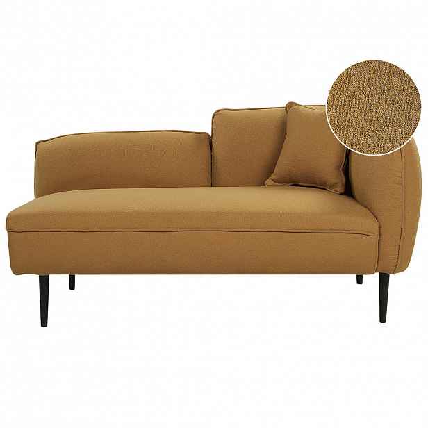 Beliani ČALOUNĚNÉ LEHÁTKO CHAISE LONGUE Bouclé hořčicově žluté pravostranné Chevannes