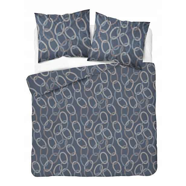 Povlečení Home Satin 160x200 tmavě modré s béžovými modrými řetězy