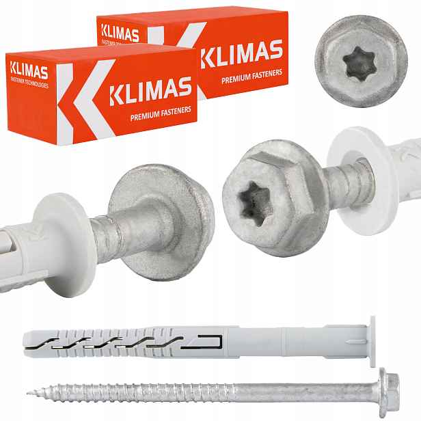 Rámové rozpěrné hmoždinky 10x230 mm s přírubou 50 ks Podložková hlava Torx