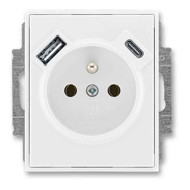 ROZBALENO Zásuvka 1nás clonky+USB-A, USB-C ELEMENT b./b. ABB