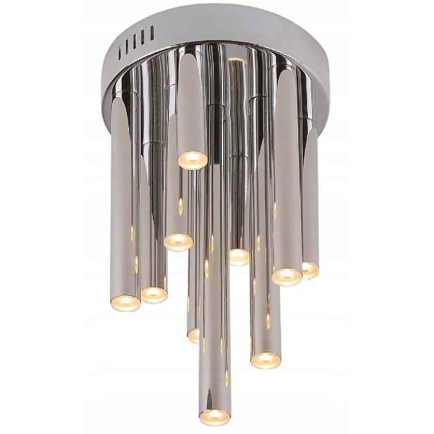 stropní svítidlo Led industriální chrom 10 tub 3000K do obývacího pokoje Maxlight