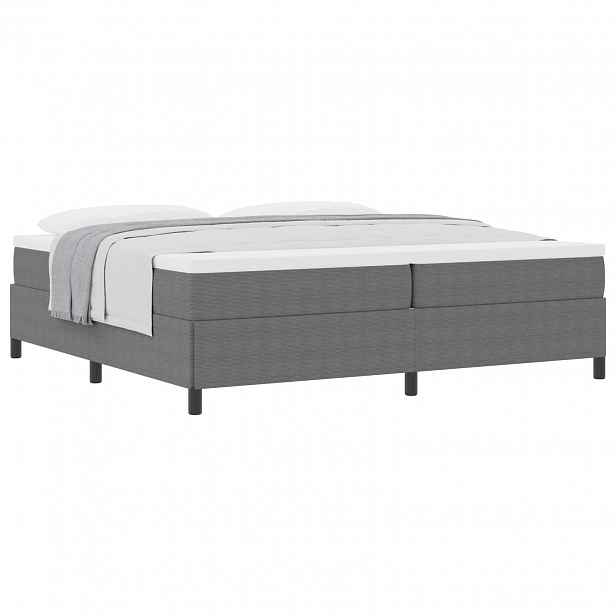 vidaXL Postel s boxspringem Světle šedá 200 x 200 cm Žebrovaná látka
