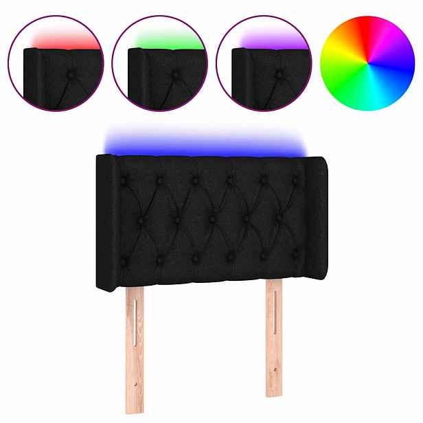 vidaXL Čelo postele s LED černé 83 x 16 x 78/88 cm textil