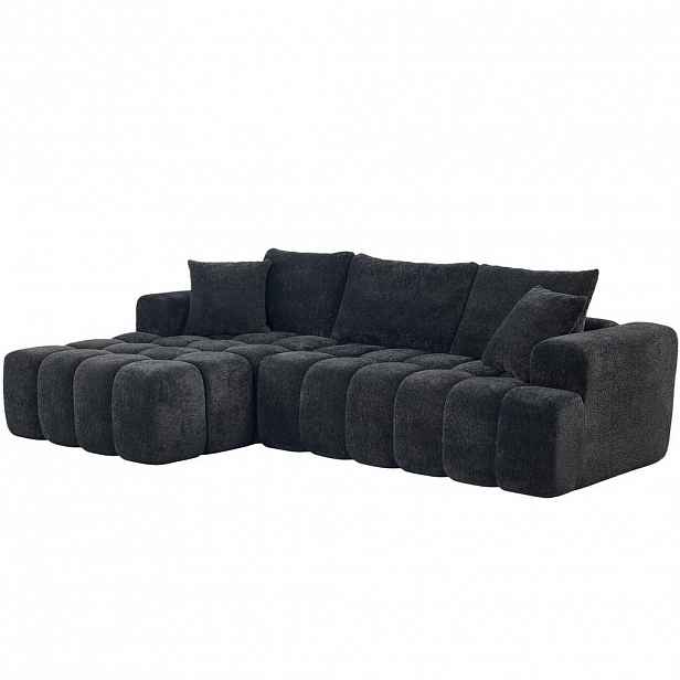 OKWISH ROHOVÁ pohovka 249,94/124,97/58,98 cm černá ze sametové tkaniny modulární a pohodlná