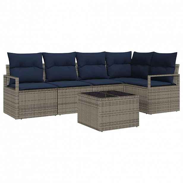 vidaXL Set pohovek 6 pcs Šedá polyratan