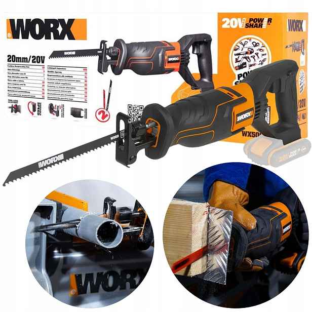 Worx WX500.9 350W 20V 3000/min Pila Ocaska Na Dřevo A Kovové Tělo