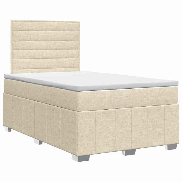 vidaXL Postel boxspring s matrací s čelo Krémová 120 x 190 cm Textil