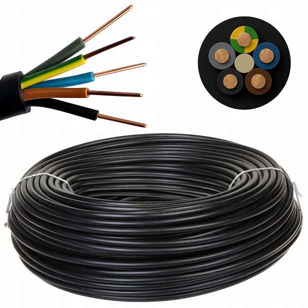 Elektrický kabel Yky 5x4 5-žilový 4 mm² 25 m pro zemní instalace