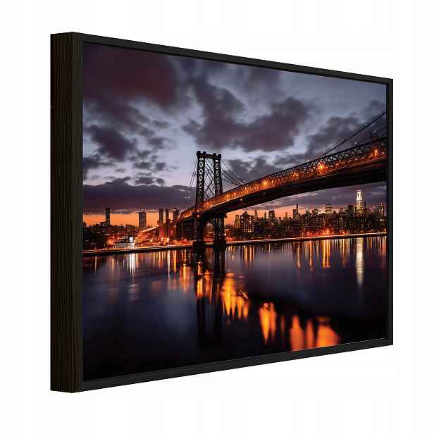 Obraz Ramie Modré Město Noc Most Do Předsíně Jídelny Kuchyně 60x40