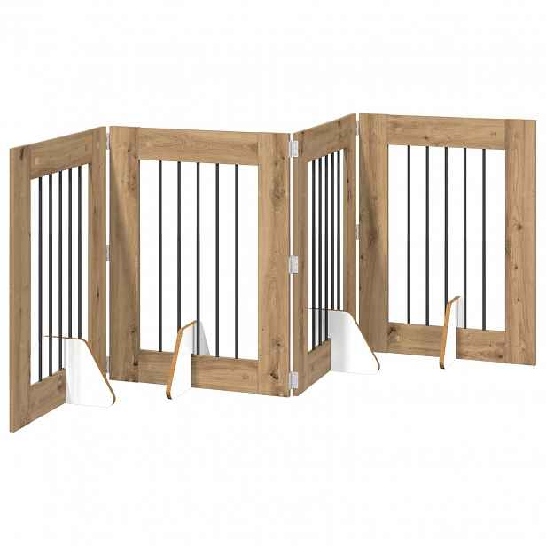 vidaXL Skládací psí brána se stojany 4 ks Dub artisan 241 cm