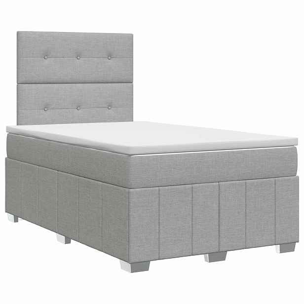 vidaXL Postel boxspring s matrací Světle šedá 120 x 190 cm Textil