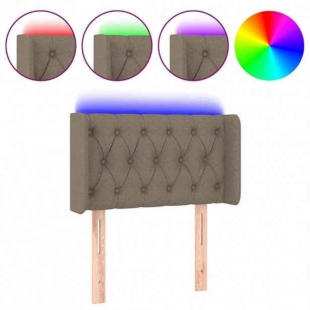 vidaXL Čelo postele s LED taupe 83 x 16 x 78/88 cm textil