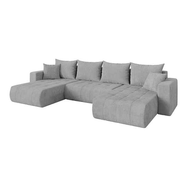 ALTDECOR SEDACÍ SOUPRAVA DO U s funkcí spaní a úložným prostorem MILA-U 378x194x86 šedá manšestr