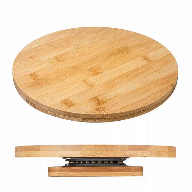 Bambusová otočná deska velká pro servírování pochutin a sýrů z pizzy 35.5 cm