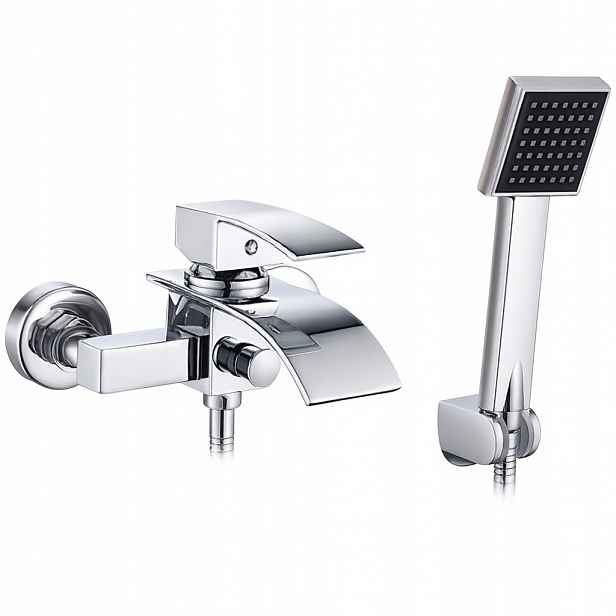 Stříbrná Nástěnná Vanová Baterie Sprchový Set Vodopád Premium Set