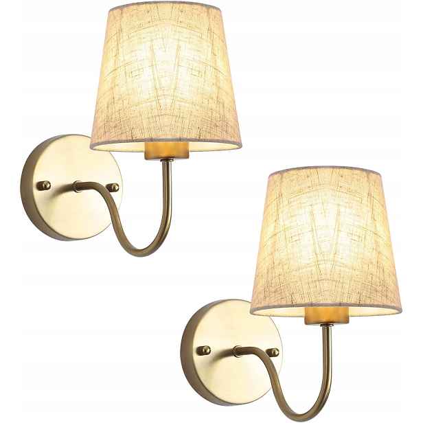 Stylová nástěnná lampa Sada 2 zlatých nástěnných svítidel E27