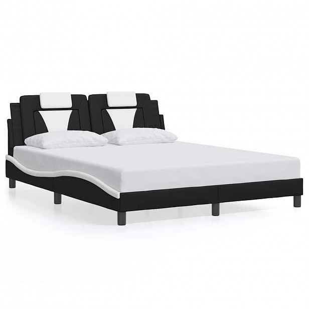 vidaXL Rám postele Viana bez matrace černý a bílý 160 x 200 cm umělá kůže