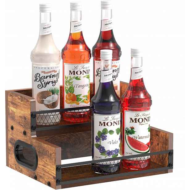 2-ÚROVŇOVÁ Polička Na Alkohol, 6 Retro Lahví