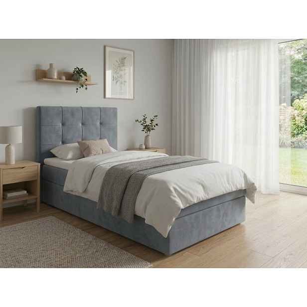 Čalouněná postel boxspring DIRELIS TRINITY 90x200 cm šedá Matrace: Matrace Bonell pružinová