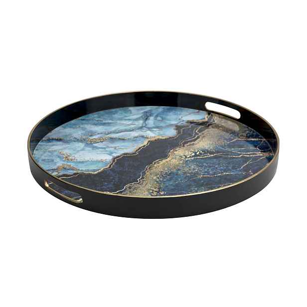 Dekorativní podnos 46 cm černo-zlatý Tulum 135948