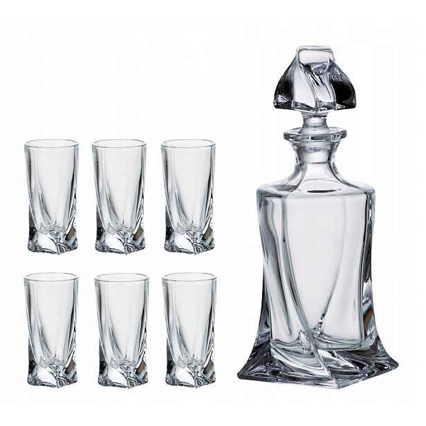 Křišťál Bohemia Quadro Whisky Likér Skleničky