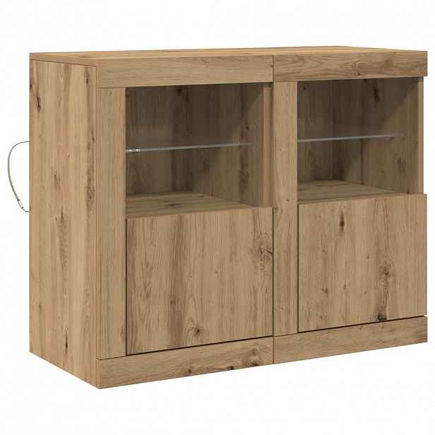 vidaXL LED komoda 2 ks 41 x 37 x 67 cm Kompozitní dřevo Artisanový dub