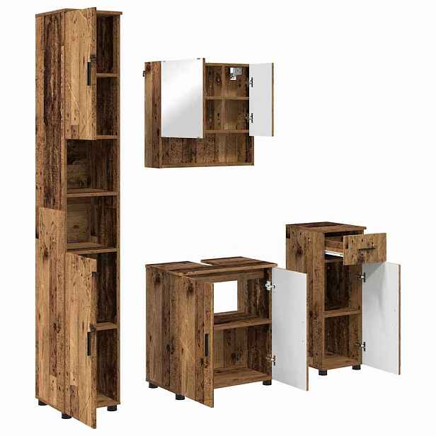 vidaXL Sada koupelnového nábytku 4 ks Staré dřevo 61 x 35 x 64 cm