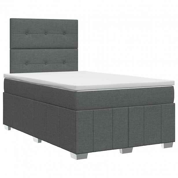 vidaXL Postel boxspring s matrací Tmavě šedá 120 x 190 cm Textil