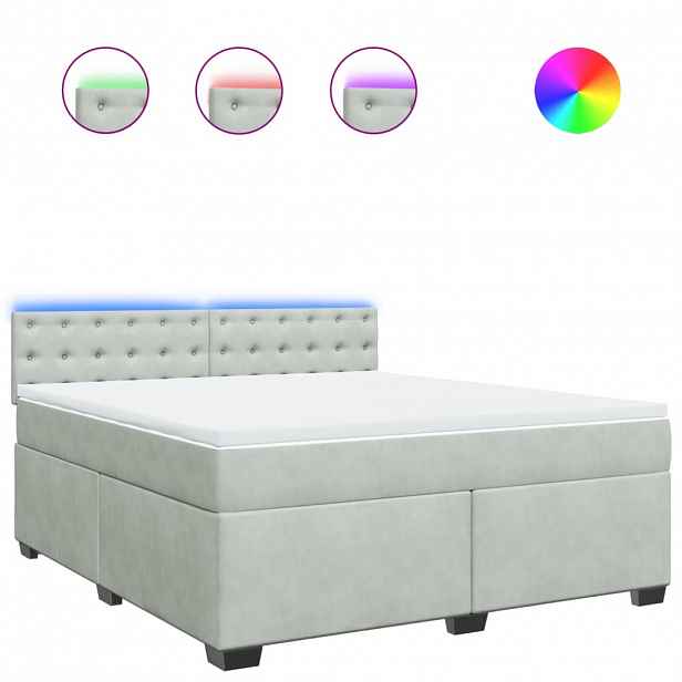 vidaXL Box spring postel s matrací světle šedá 180x200 cm samet
