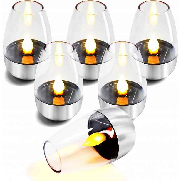 Solární Led Svíčky 6 Kusů Blikající Čajové Světlo Voděodolné Pro Zahradu
