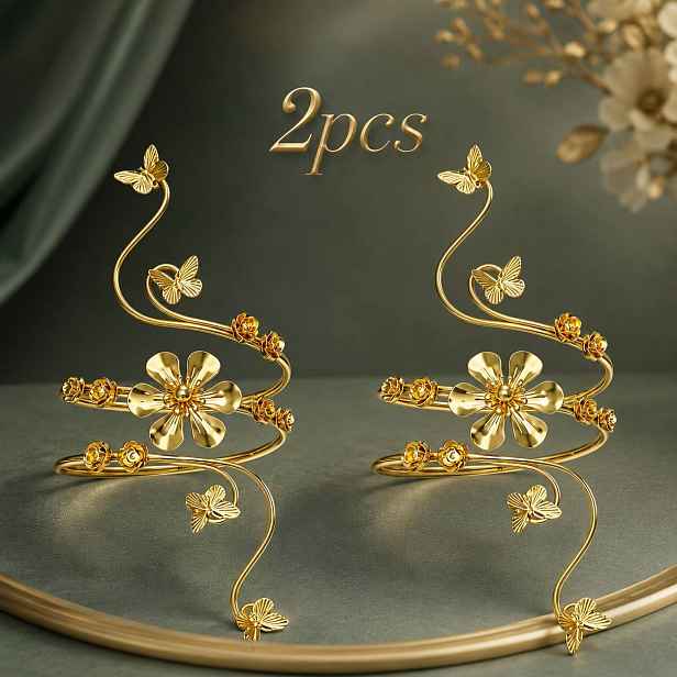 TEMU 1/2 ks Zlaté motýlí a květinové tyčinky na závěsy, vintage kovové držáky záclon, elegantní dekorativní háčky na závěsy do ložnice, obývacího