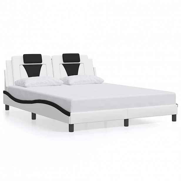 vidaXL Rám postele Viana bez matrace bílý a černý 160 x 200 cm umělá kůže