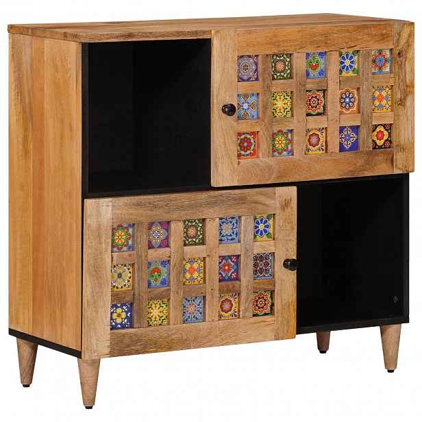 vidaXL Servírovací skříň s úložištěm Přírodní 80 x 33 x 75 cm