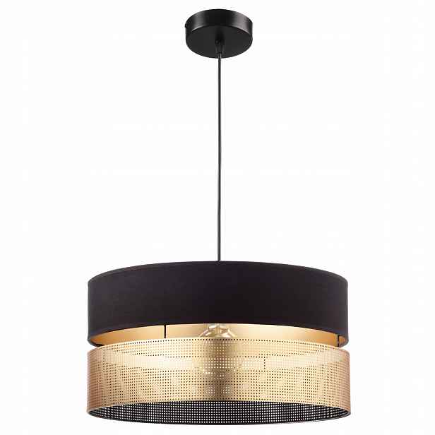 Závěsná Stropní Lampa S Otvory Zlatá E27 Led Černá Ažurová 40 CM