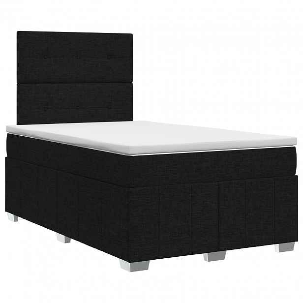 vidaXL Postel boxspring s matrací s čelo Černá 120 x 190 cm Textil