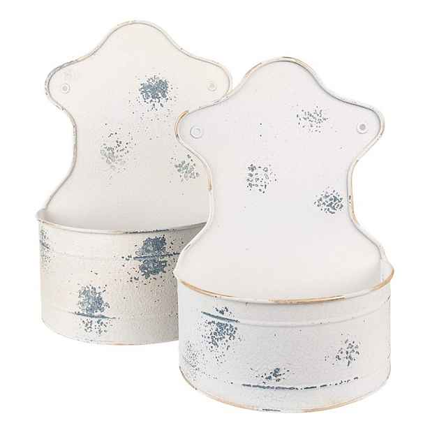 2ks béžový dekorační plechový nástěnný box na květiny Fun Antique - 26*14*37/ 23*12*32 cm Clayre & Eef
